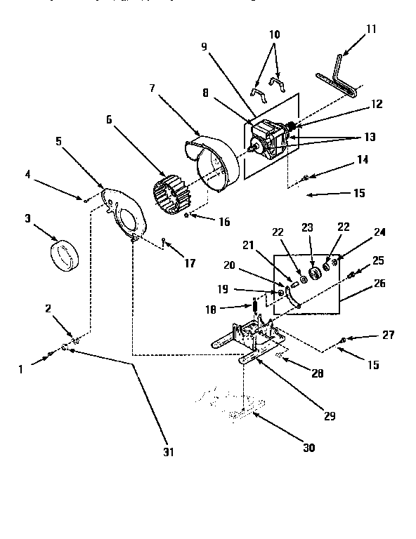 Motor, exhaust fan & belt