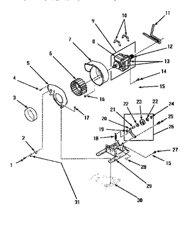 Motor, exhaust fan & belt