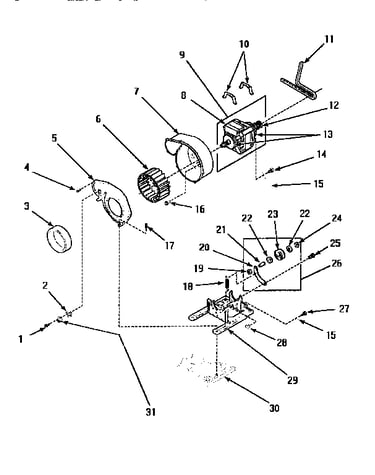 Motor, exhaust fan & belt