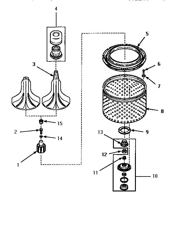 Agitator, washtub & hub