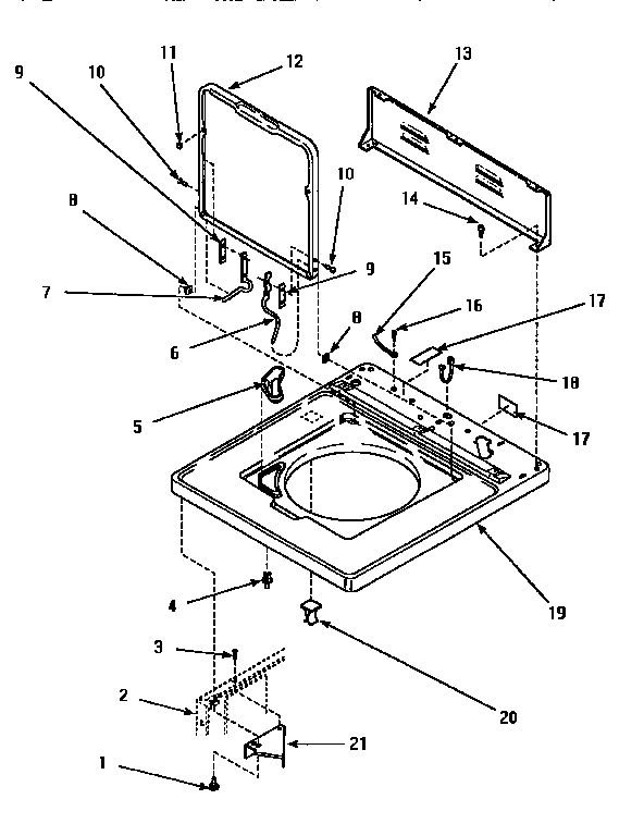 Cabinet top, door & c.h. rear panel