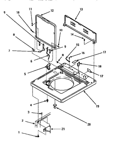 Cabinet top, door & c.h. rear panel