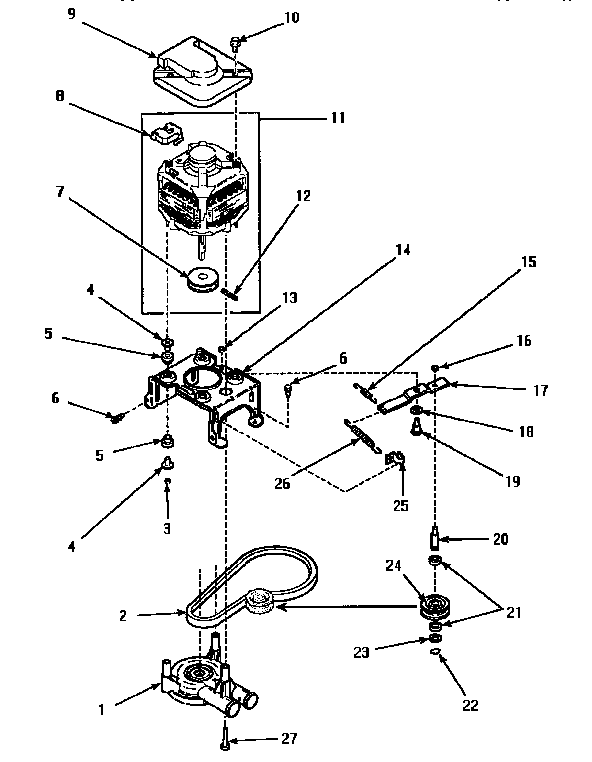 Motor, pump & idler assembly