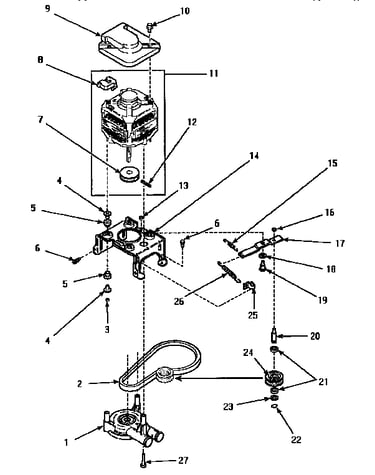 Motor, pump & idler assembly