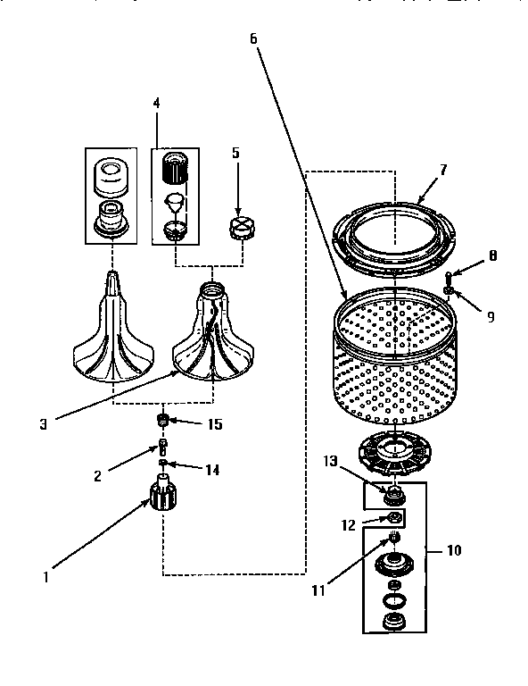 AGITATOR, WASHTUB & HUB