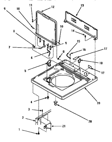 Cabinet top, loading door & c.h. rear panel