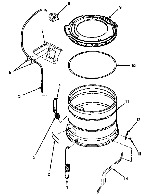 Outer tub & pressure hose
