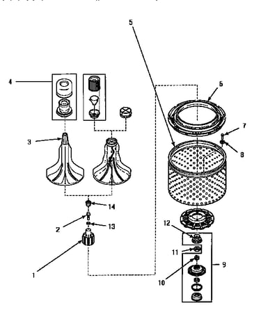 Agitator, washtub & hub