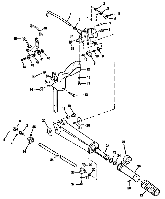 Tiller handle/throttle linkage