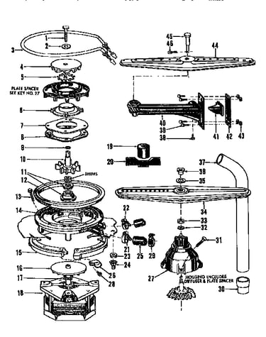 Motor, heater, and spray arm