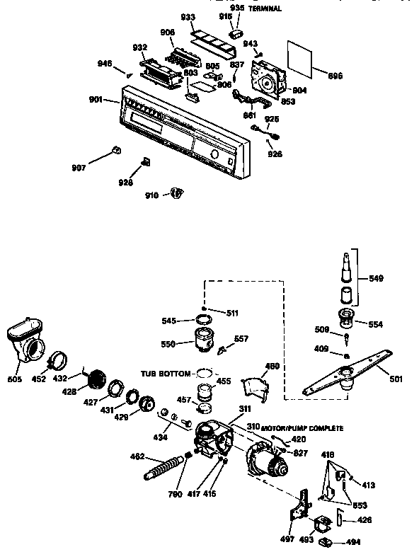 Escutcheon/motor pump assy