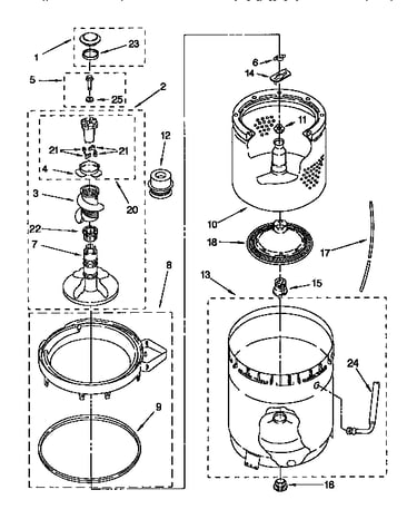 Agitator, basket and tub