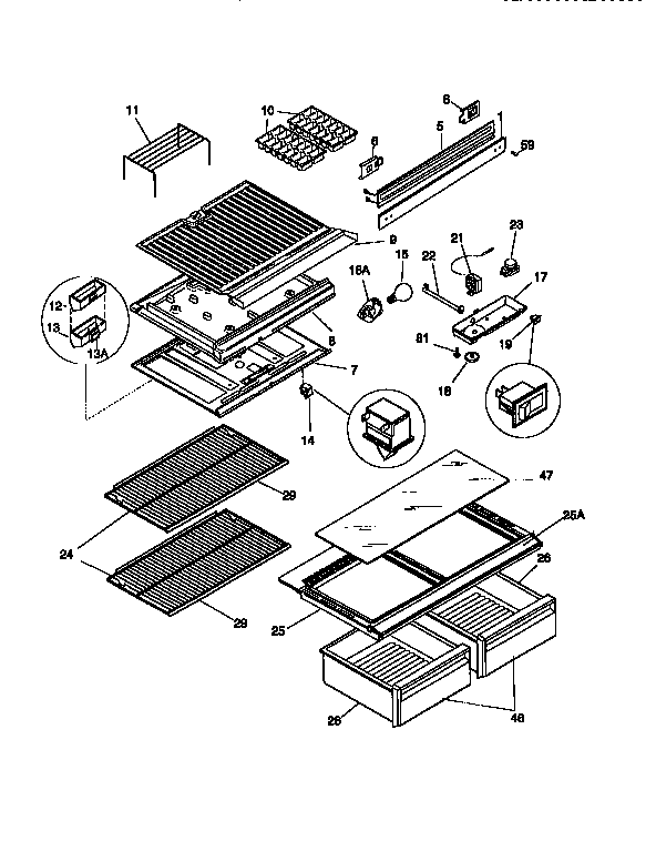 Separator and shelves