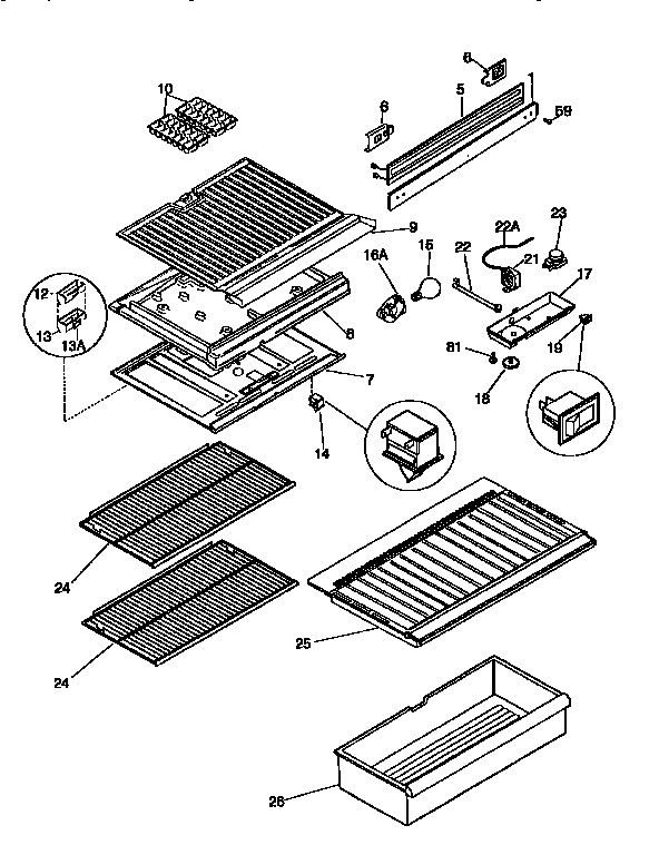 Separator and shelves