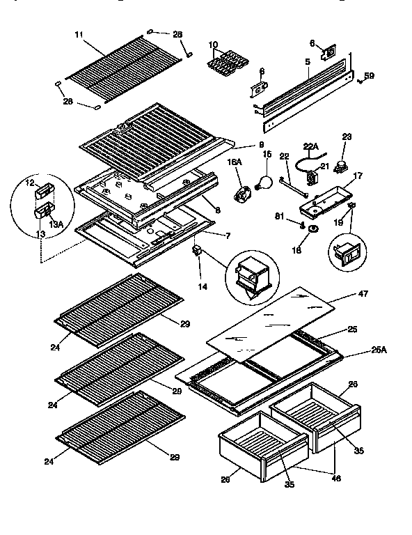 Separator and shelves