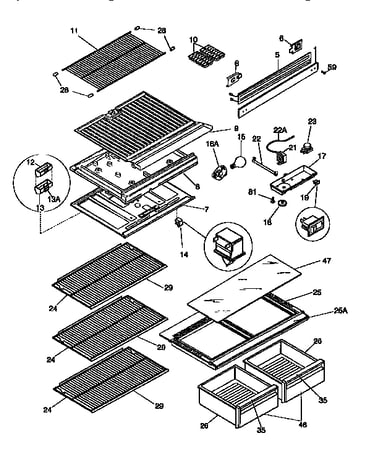 Separator and shelves