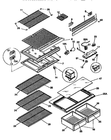 Separator and shelves