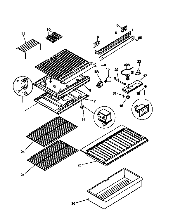Separator and shelves