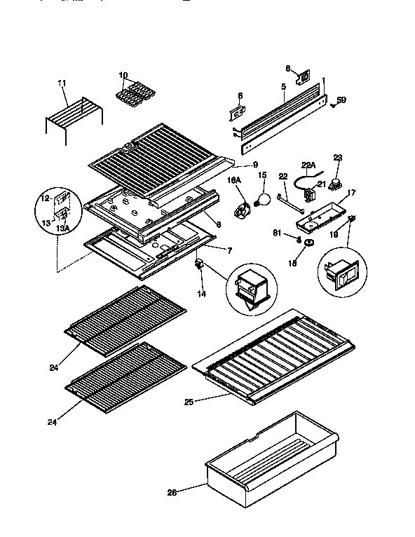 Separator and shelves