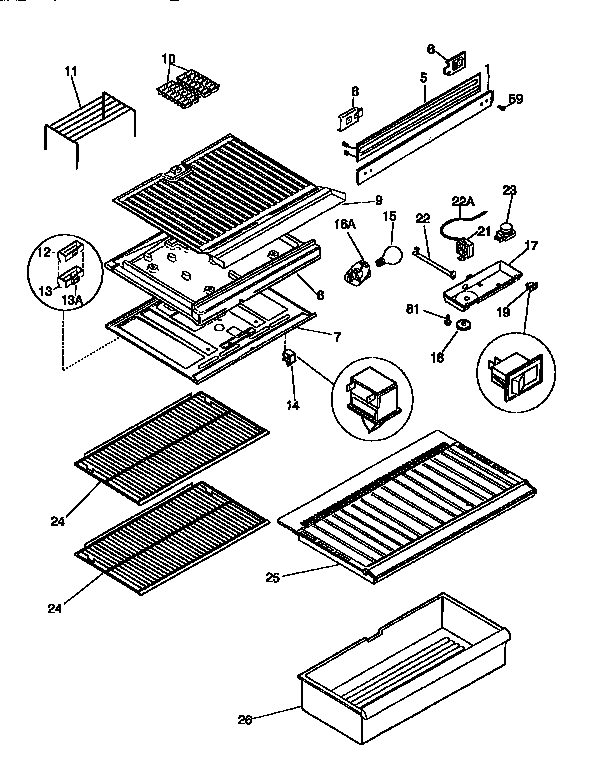 Separator and shelves