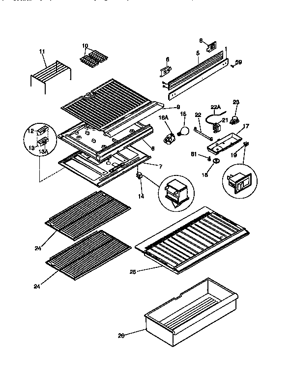 Separator and shelves