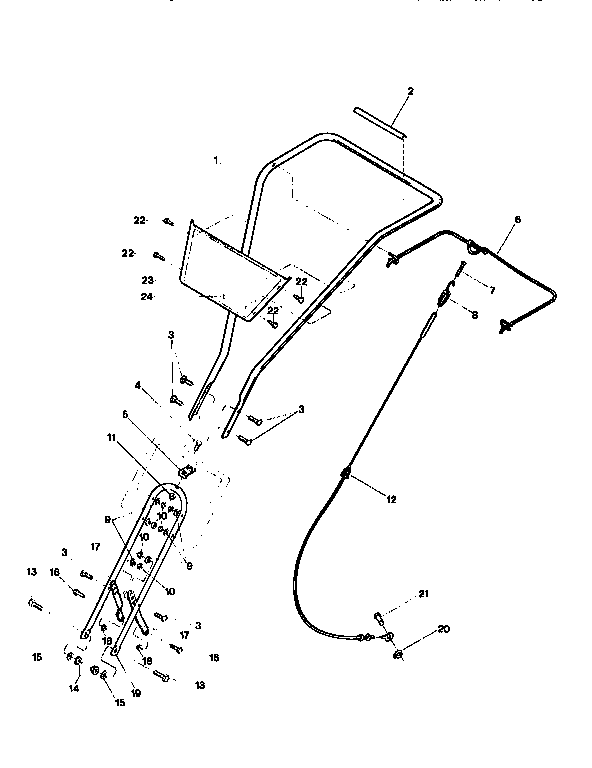 Handlebars, forward clutch cable