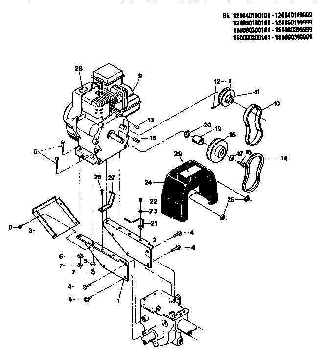 Engine,supports, belts
