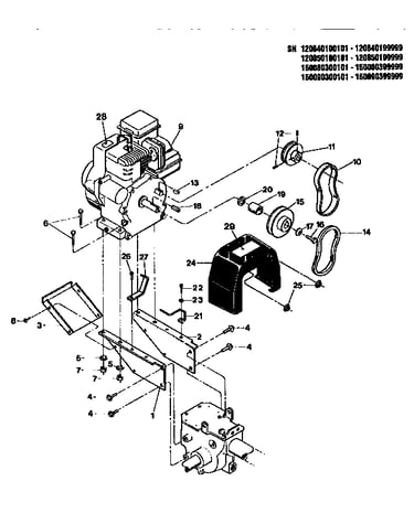Engine,supports, belts