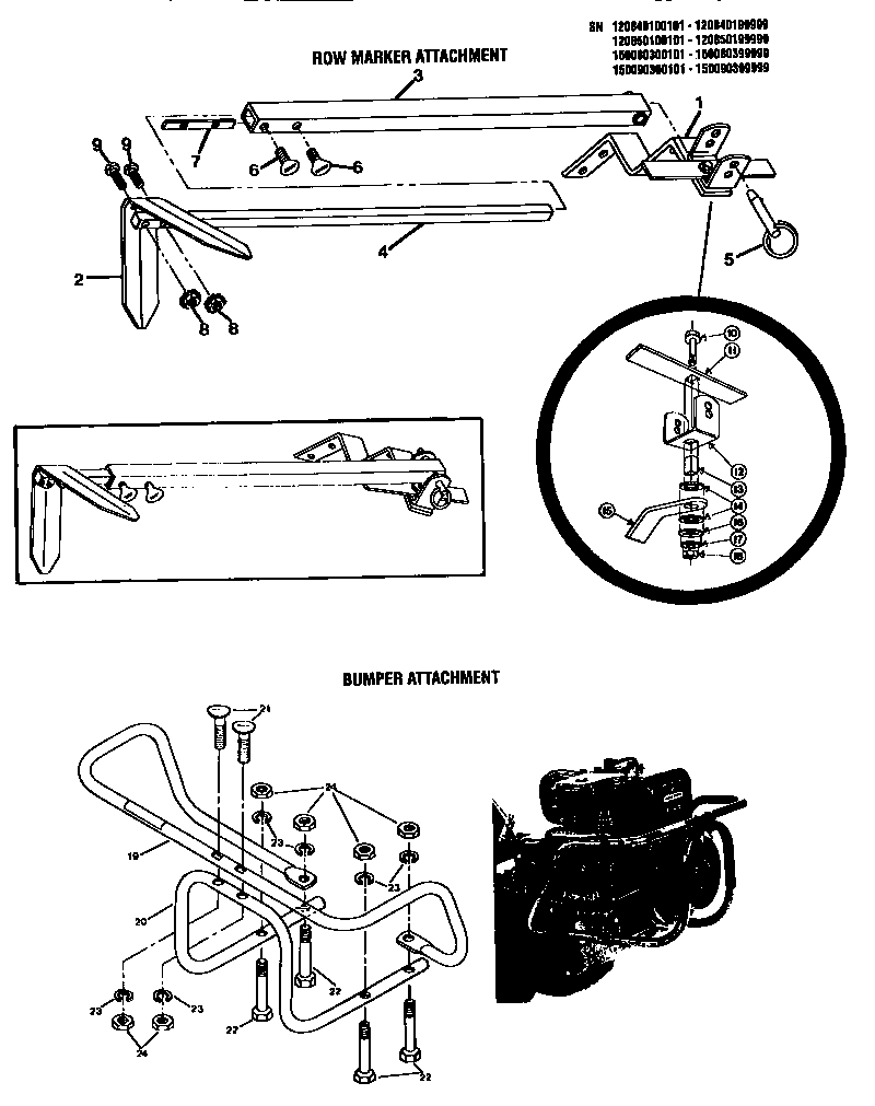 Row marker&bumper attachment