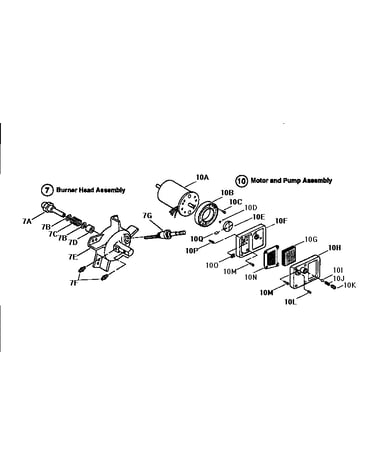 Burner head/motor&pump assemblies