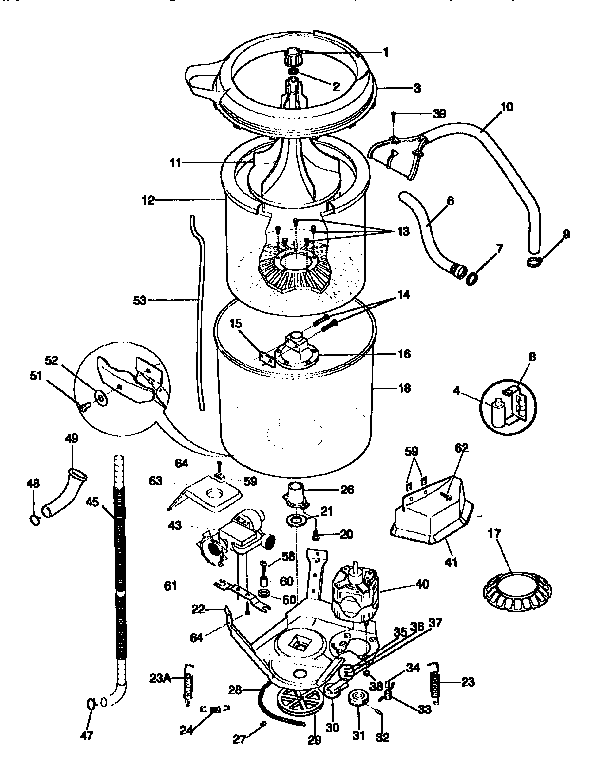 Tub, basket, and agitator