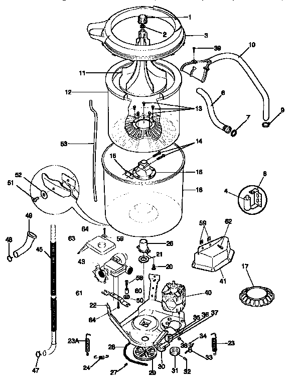 Tub, basket, and agitator