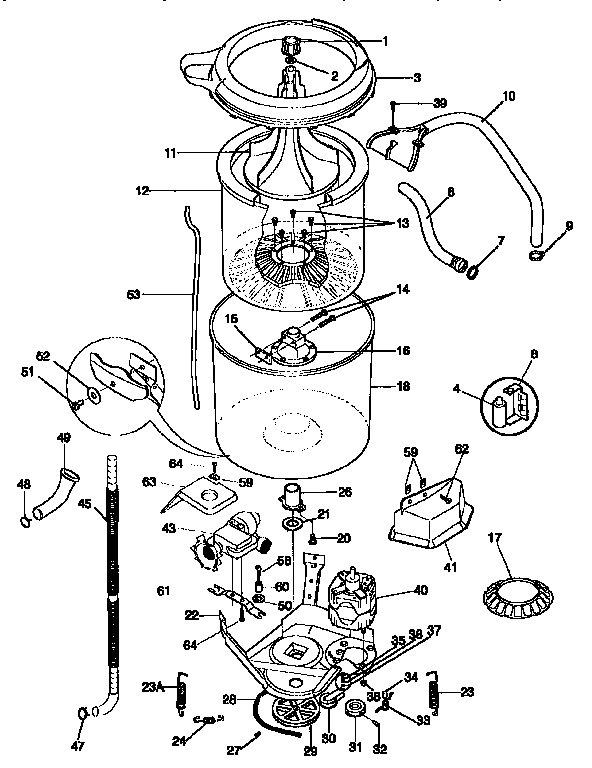 Tub, basket, and agitator