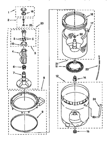 Agitator, basket and tub