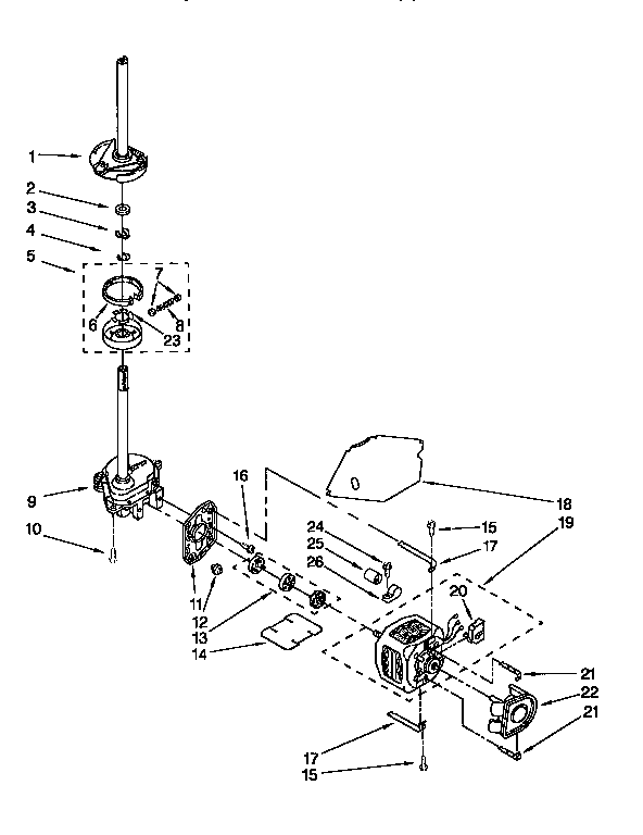 Gearcase, motor and pump