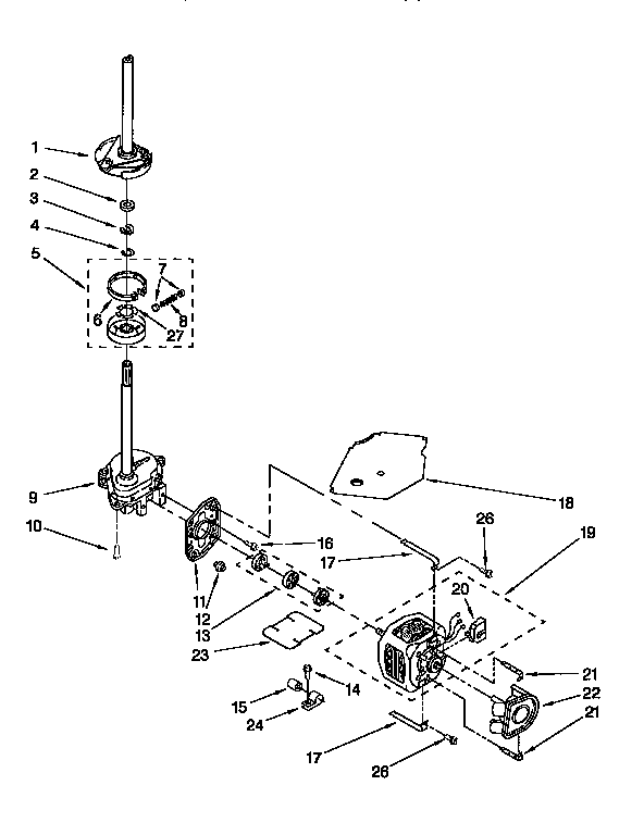 Gearcase, motor and pump