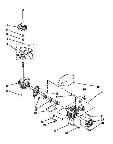 Gearcase, motor and pump