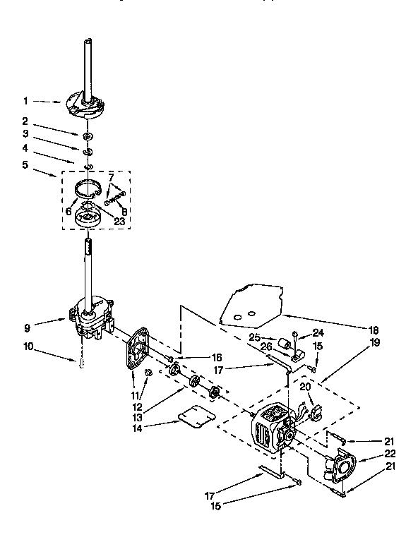 Gearcase, motor and pump