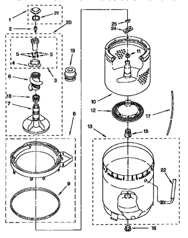 Agitator, basket and tub