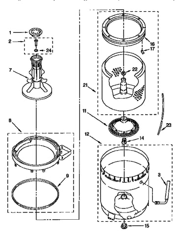 Agitator, basket and tub
