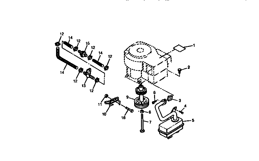 Fuel line, muffler, drive sheave