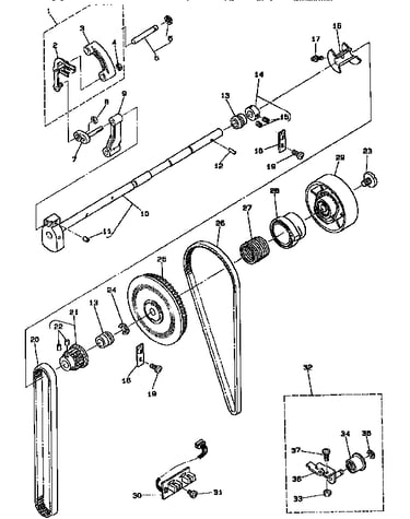 Main shaft, thread take up