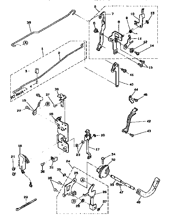 Thread trim link&operating lever