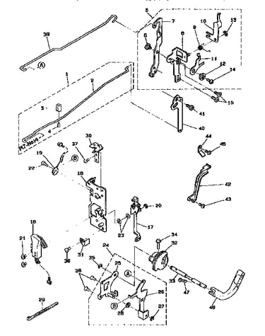 Thread trim link&operating lever