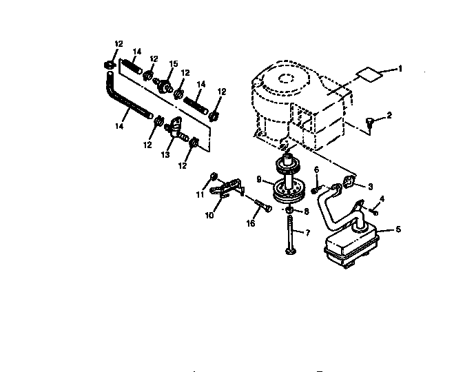 Fuel line, muffler, drive sheave