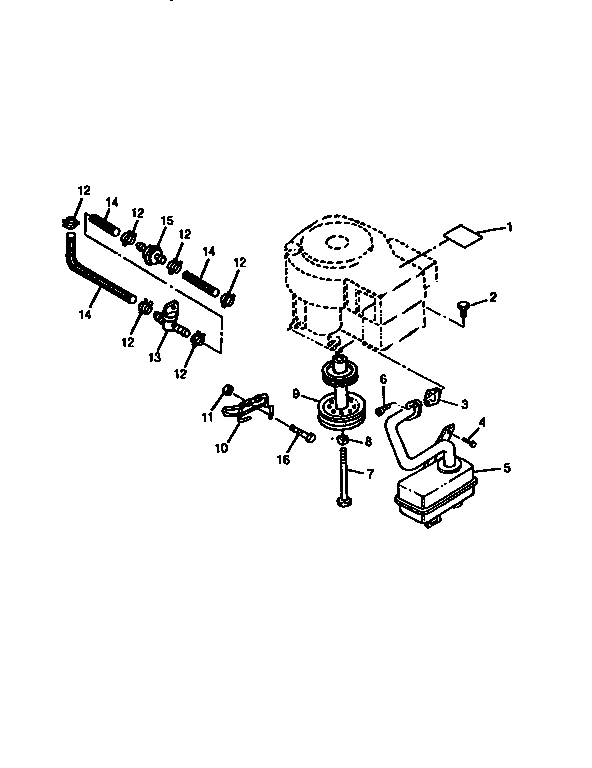 Fuel line, muffler, drive sheave