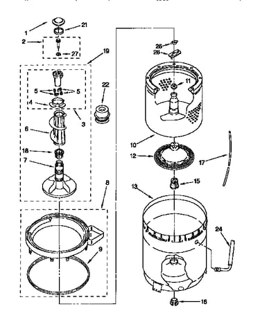 Agitator, basket and tub