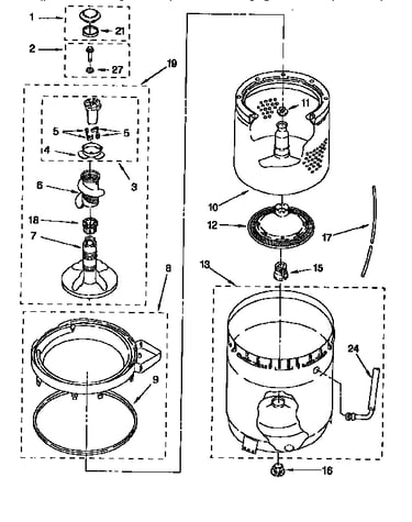 Agitator, basket and tub