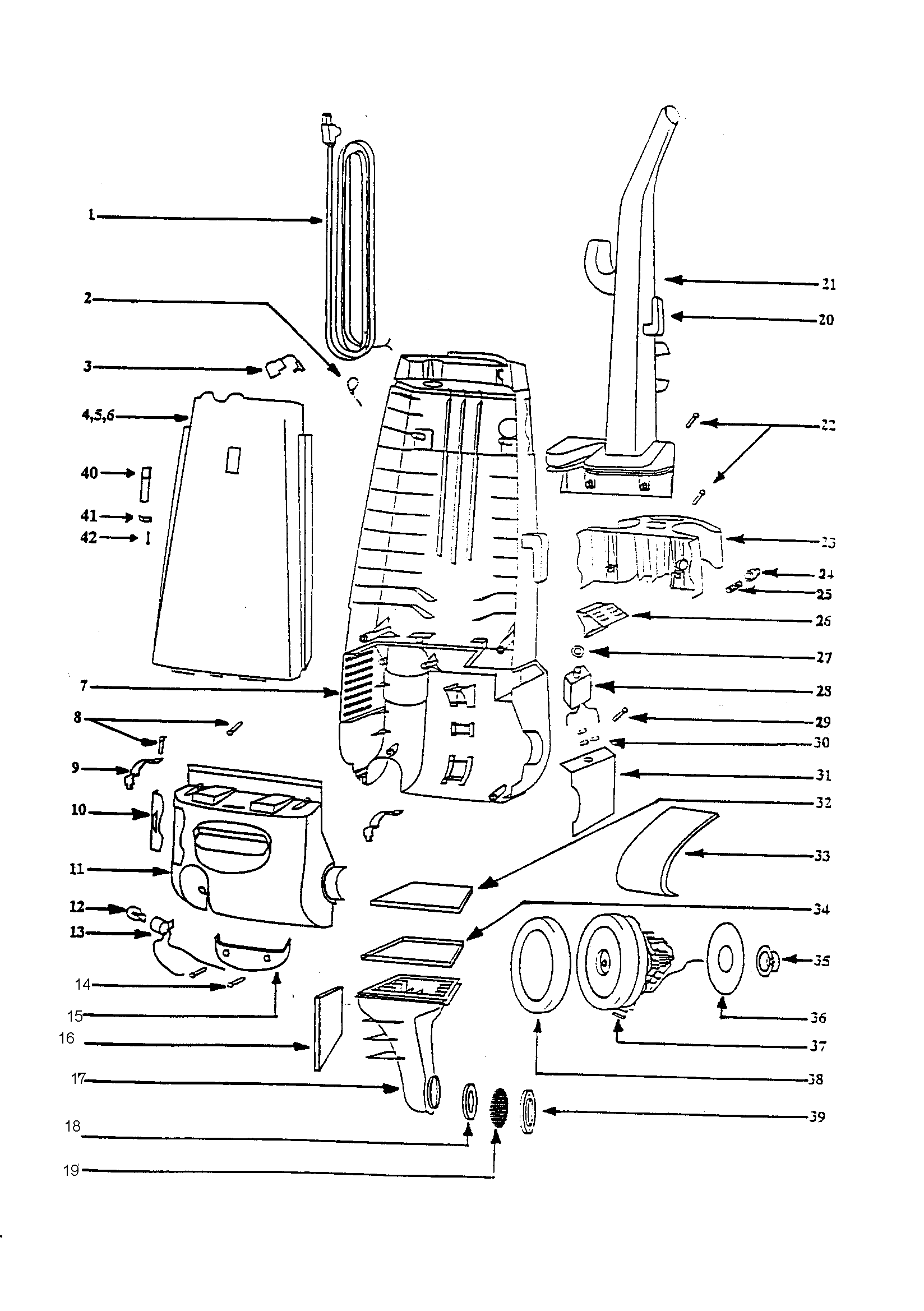 Handle and bag housing