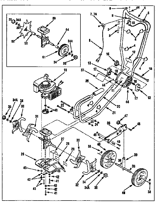 Tiller/cultivate/edger attachment